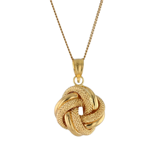 10k Yellow gold solid baby miami cuban link chain love knot  pendant -4373200