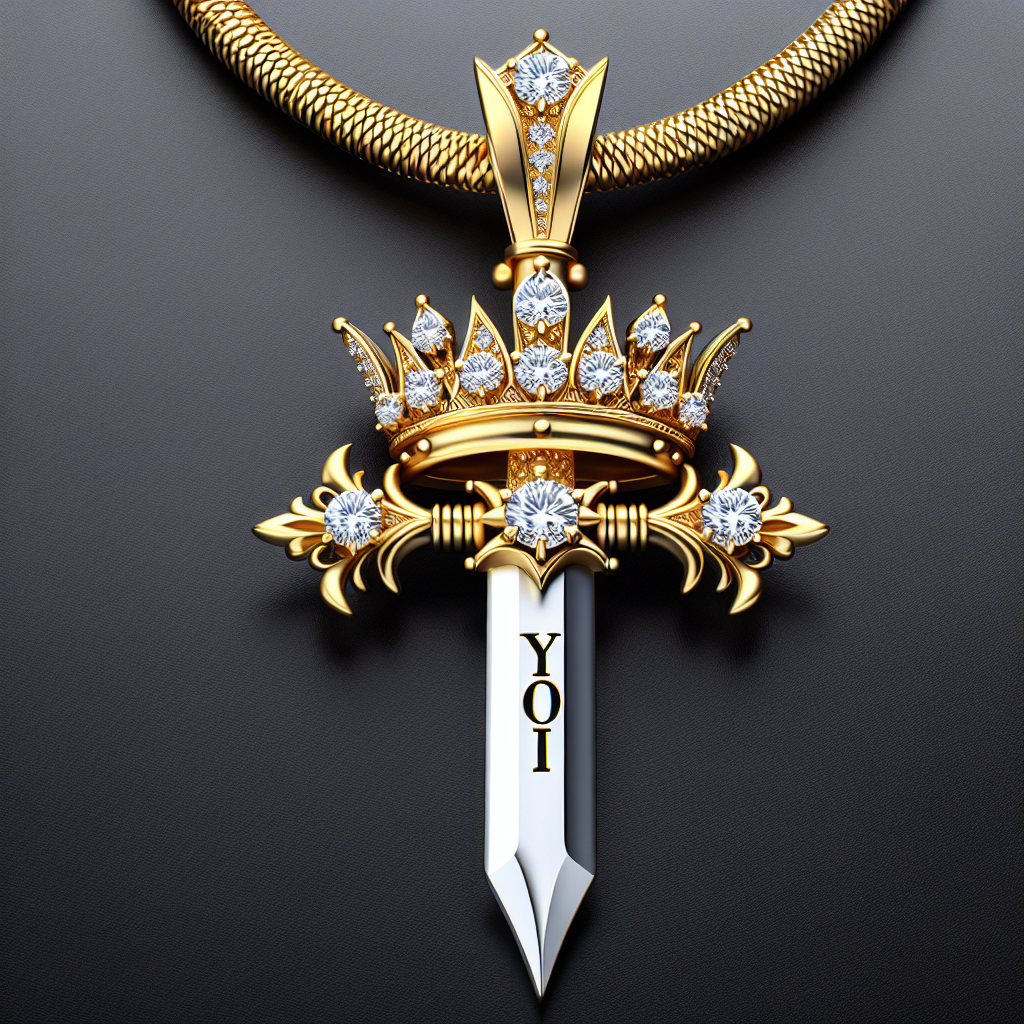 Sword gemstone yellow gold 14k