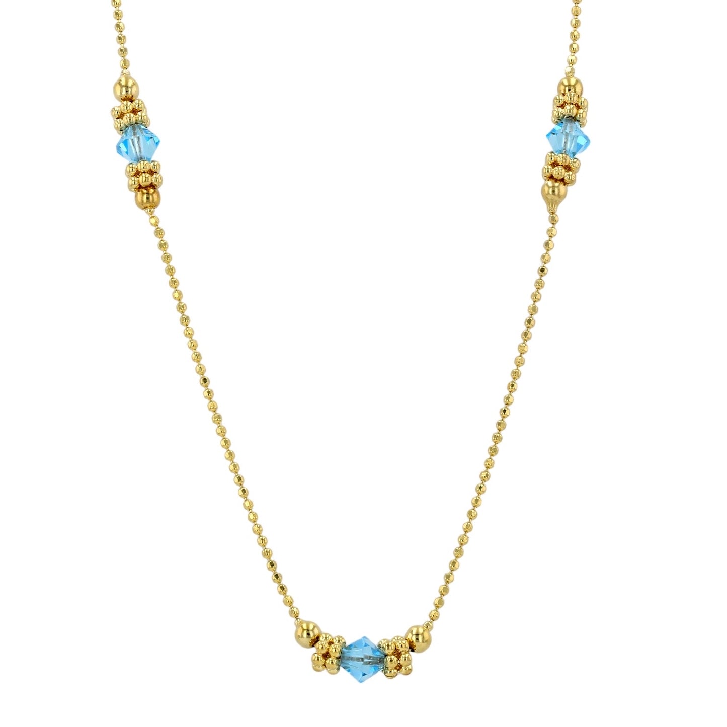 Yellow gold 14k blue topaz necklace