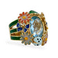 Yellow 14k floral round blue topaz ring