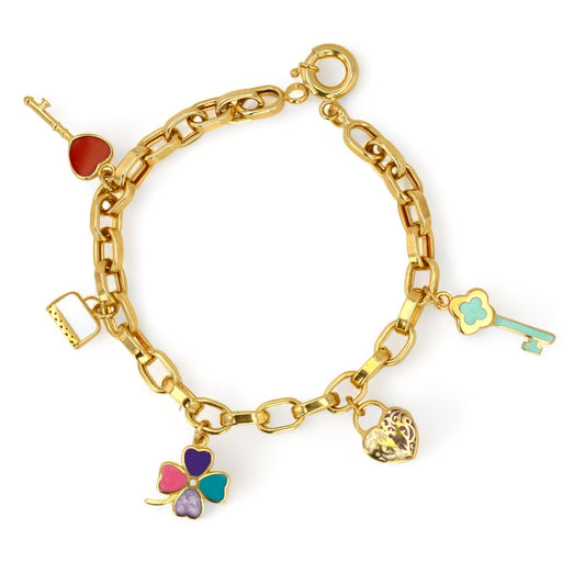 14K Yellow gold lucky charm bracelet-227154