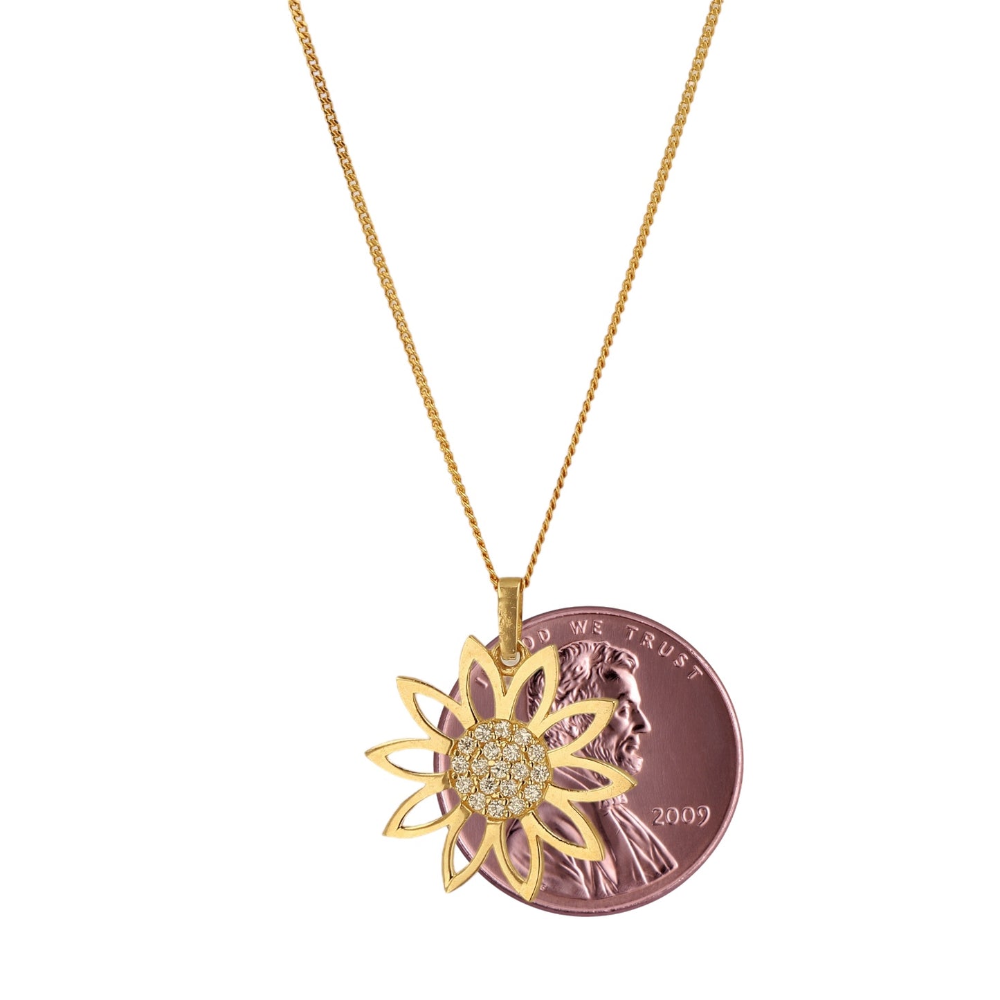 10k yellow gold Chain and flower pendant set
