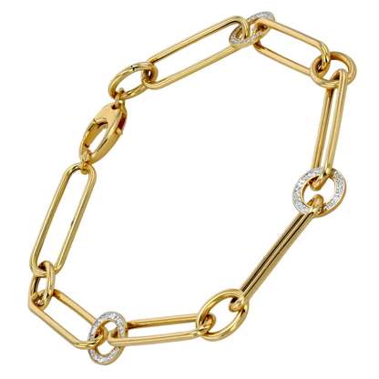 14K Yellow gold luxury paper clip bracelet-12339