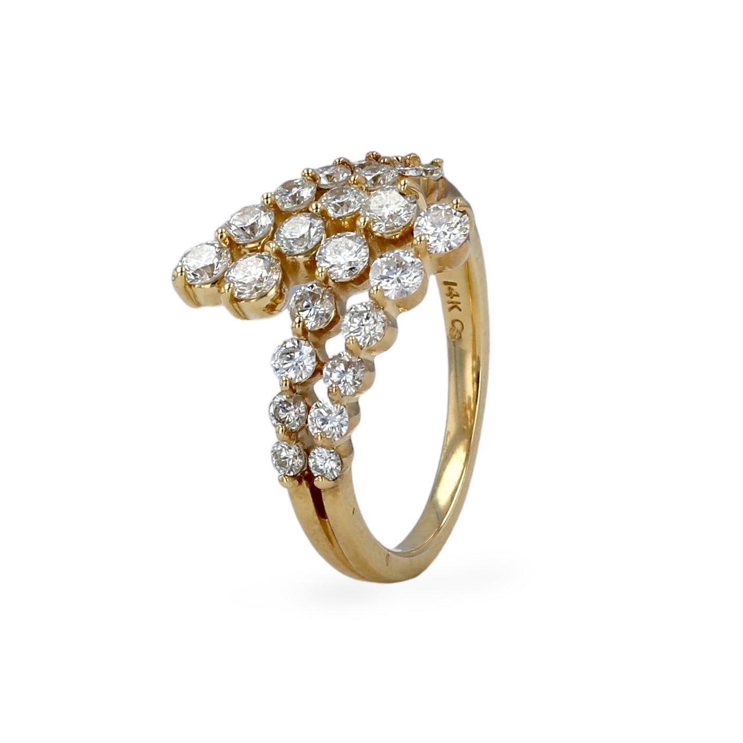 Yellow 14k gold bypass diamonds ring