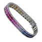 White 14k gold 2 row rainbow sapphire bracelet