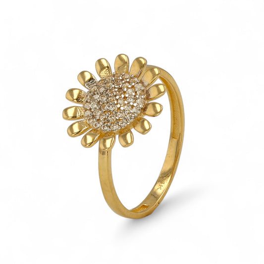 14K Yellow gold sun flower ring-227419