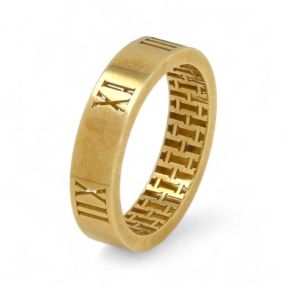 10K yellow gold numerical roman band-35274