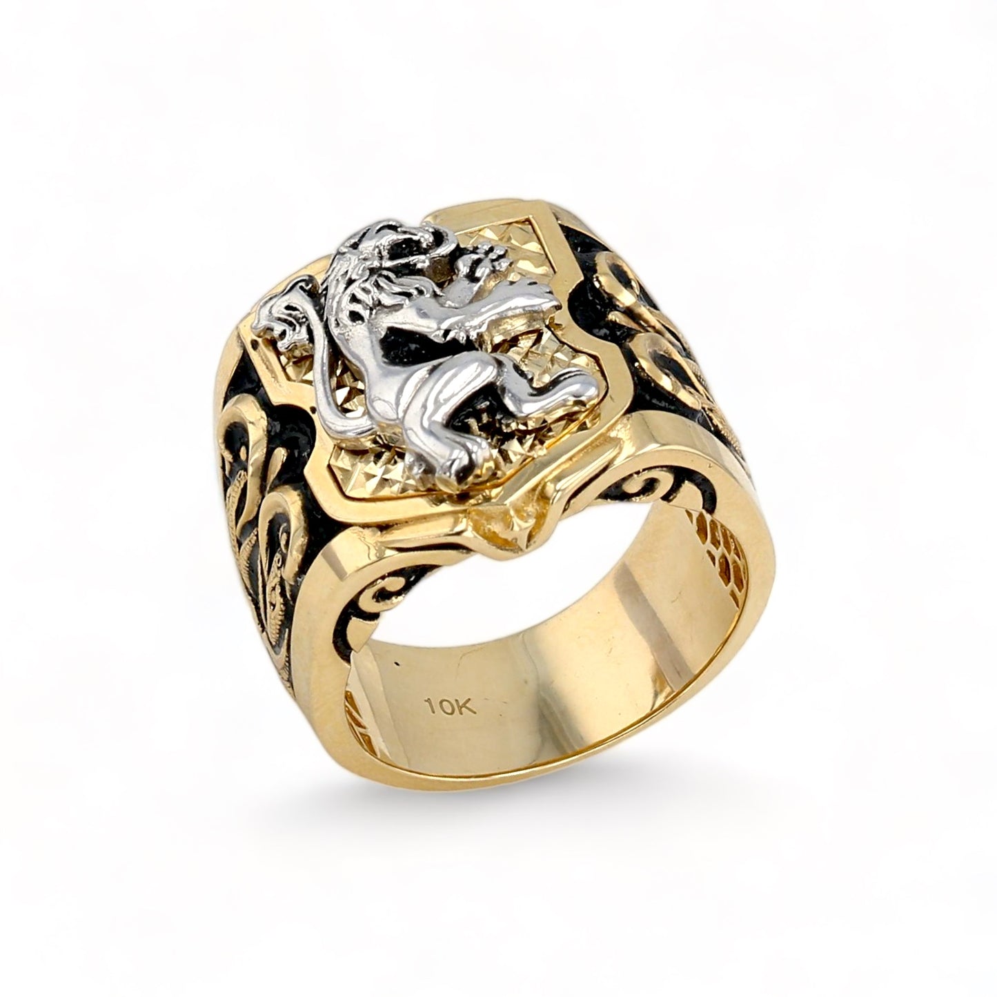 10K yellow gold lion ring-1068