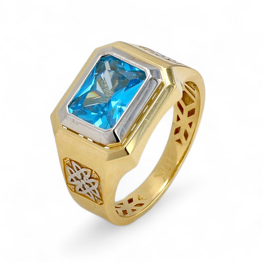 10K Yellow gold Cz aquamarine ring-227518