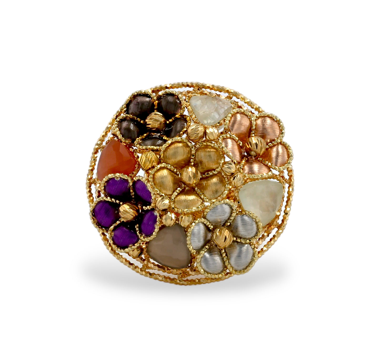 Gold 14k designer cup flower ring