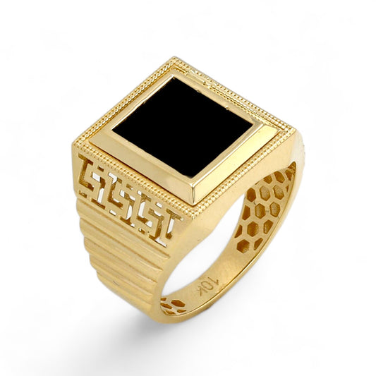 10K yellow gold square onyx ring-227518-1