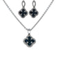 White 18k necklace pendant clover and earrings 14k blue sapphire set
