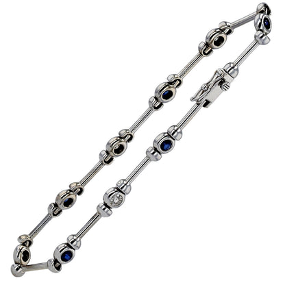 White 14k gold solid sapphire and diamonds lady bracelet