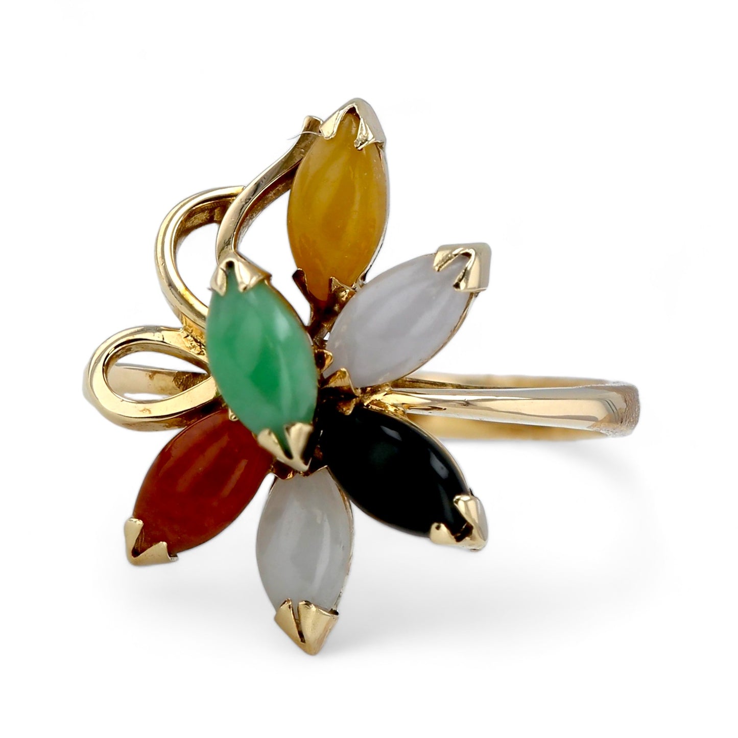 14K Yellow gold color jade flower-10108