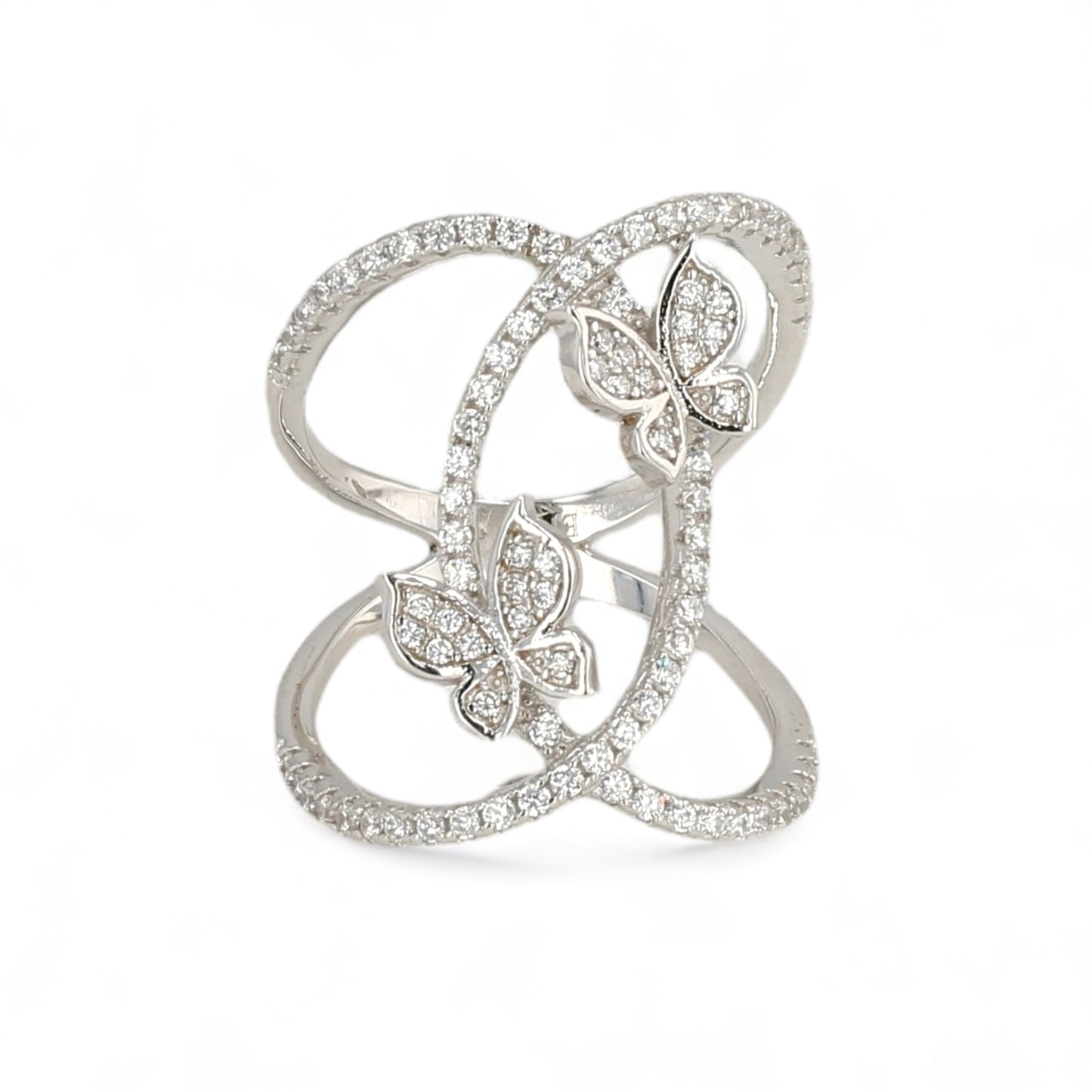 Sterling silver two butterfly ring-73838