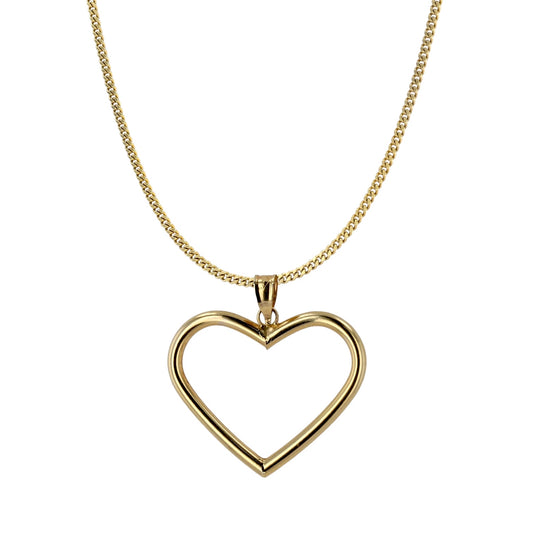 10k yellow gold heart necklace-50025
