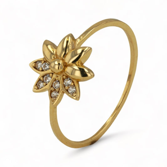 14K Yellow Gold Lili Flower Ring -1025