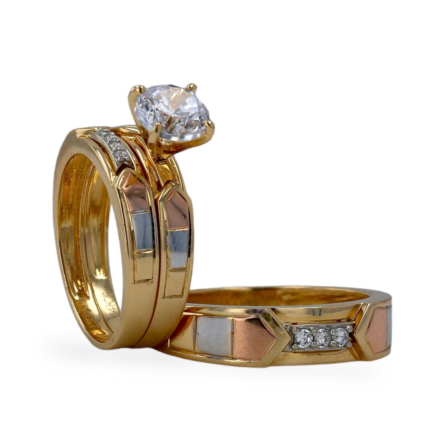 14K Yellow gold trio wedding ring-225967