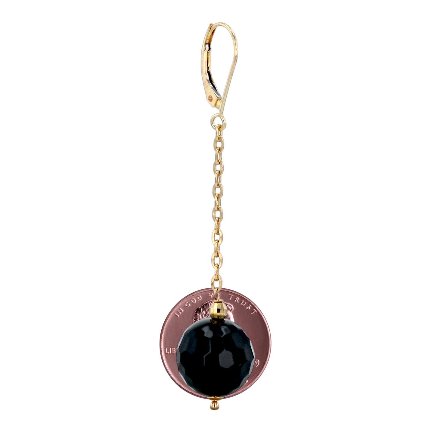 14K Yellow gold EFFY dangling onyx studs-14869