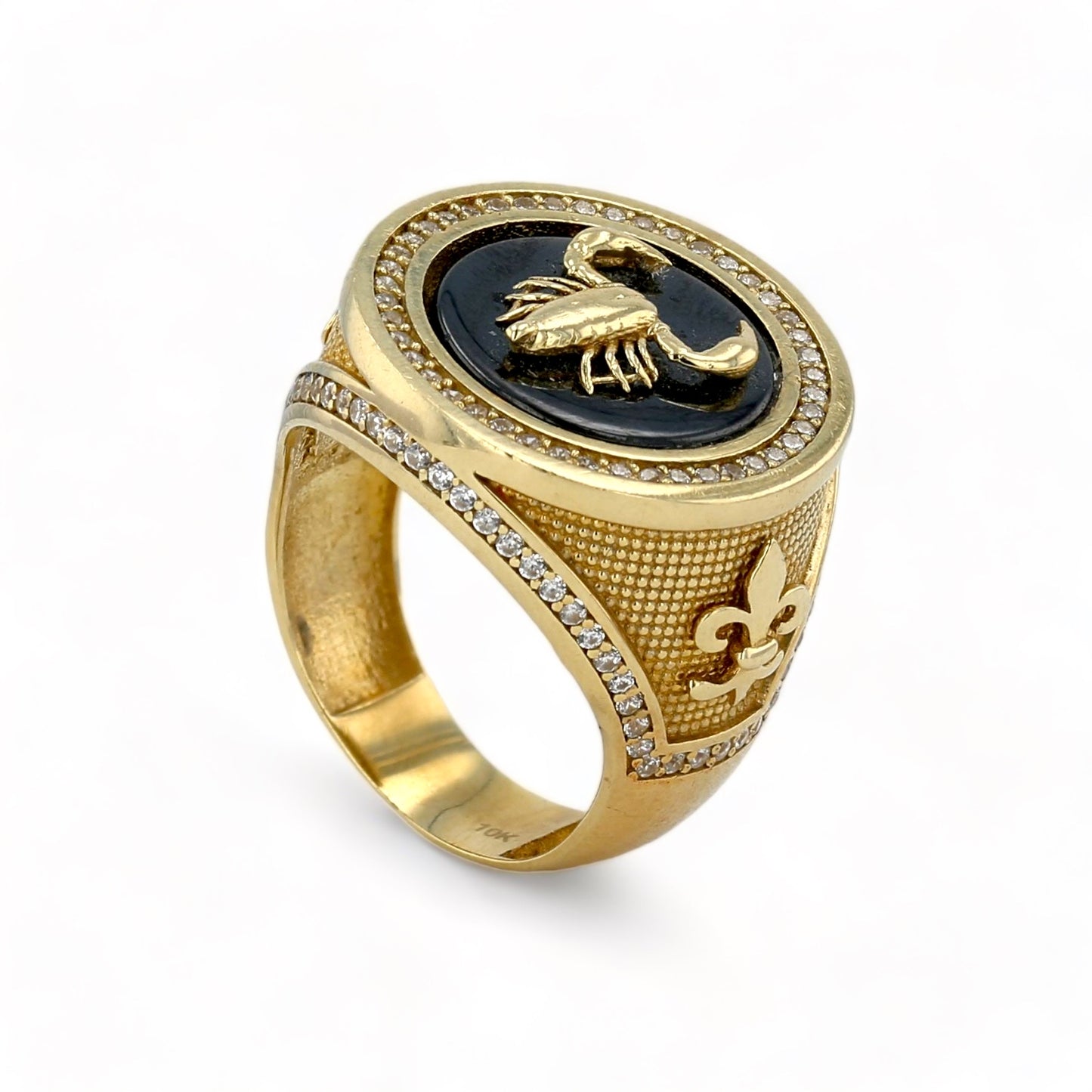 10k Yellow gold scorpion onyx ring-75927