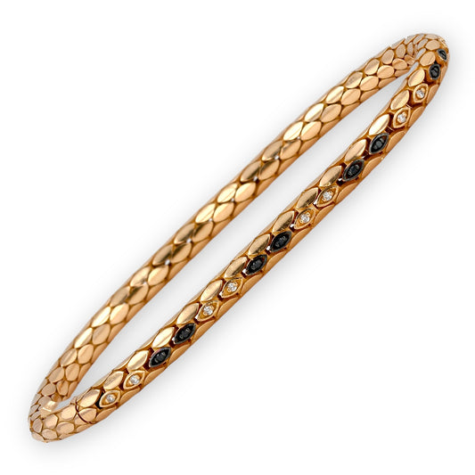 14K rose gold solid handcrafted snake texture diamonds bracelet-78001