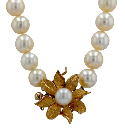 Pearl necklace flower 14k