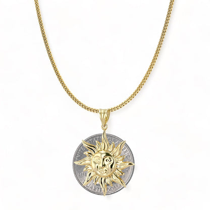 10K yellow gold sun necklace-65389