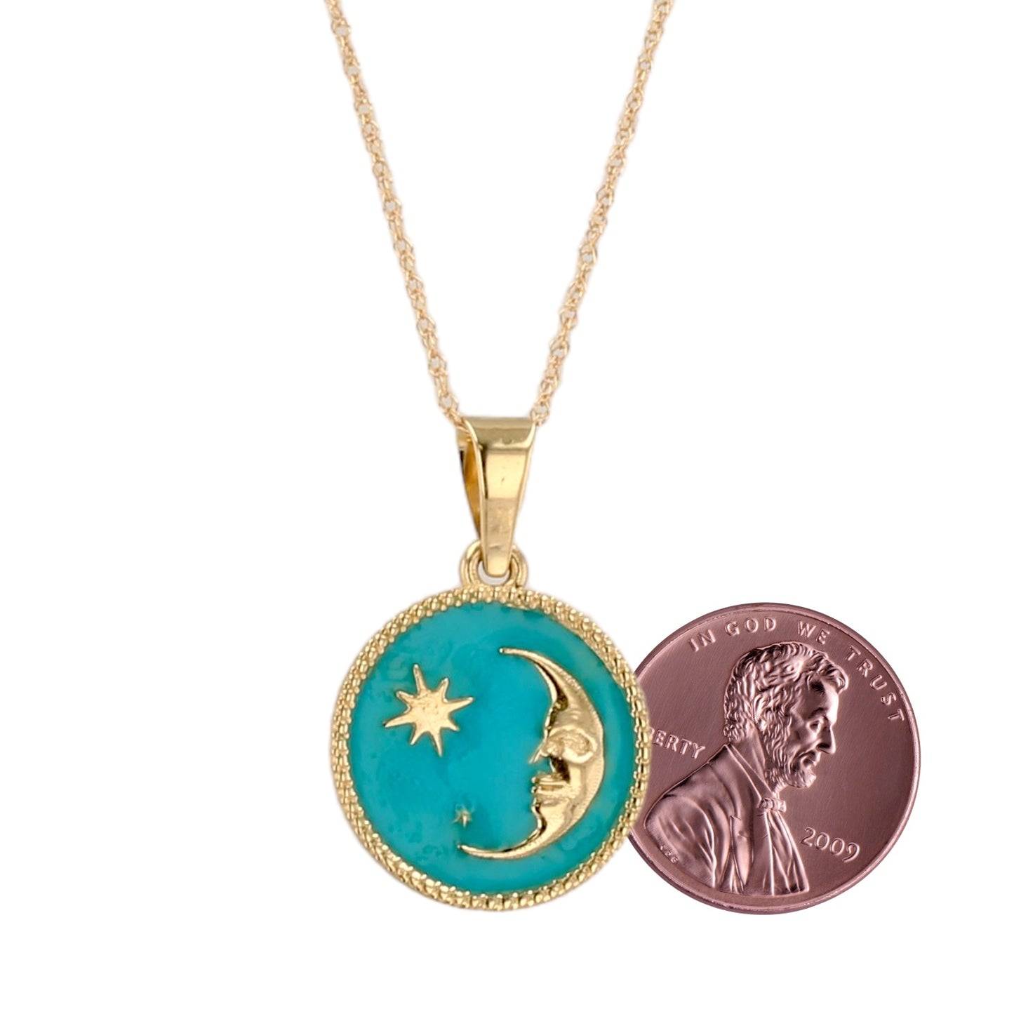 14K Yellow gold moon necklace-5303