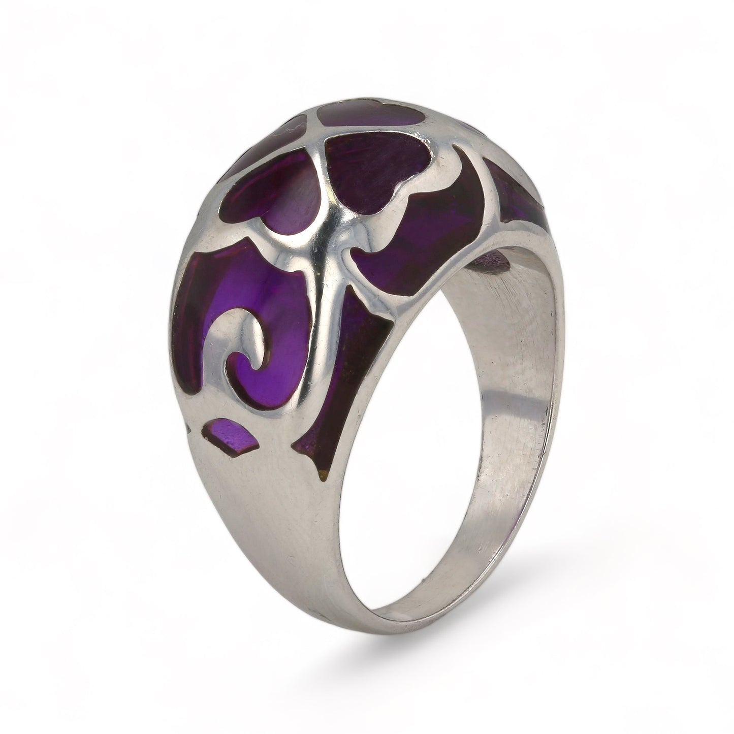 Luxury clover sterling silver 925 purple clover ring unique piece-528368