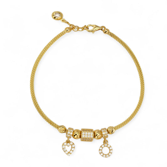 14K Yellow gold braids charms bracelet-316269