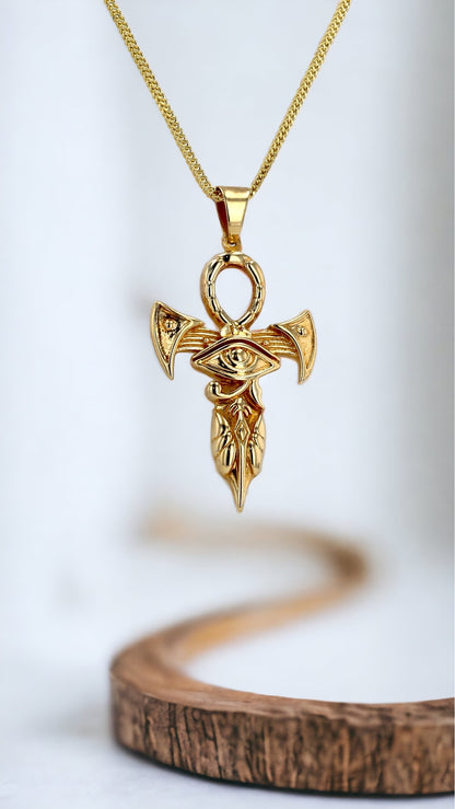 10K yellow gold Egyptian cross necklace