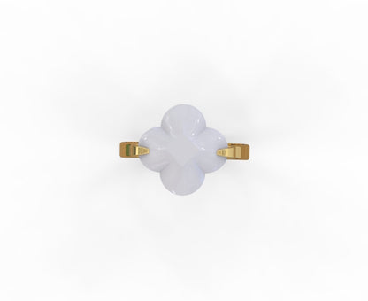 14K Yellow gold white faceted clover ring-639941