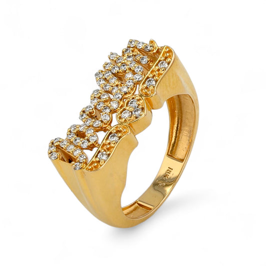 14K Yellow gold diamonds solid name ring-146299