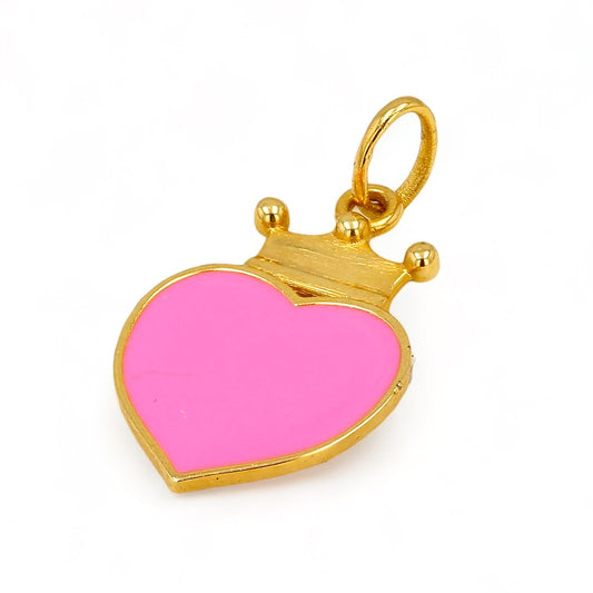 14K Yellow gold crown pink hearth-53739