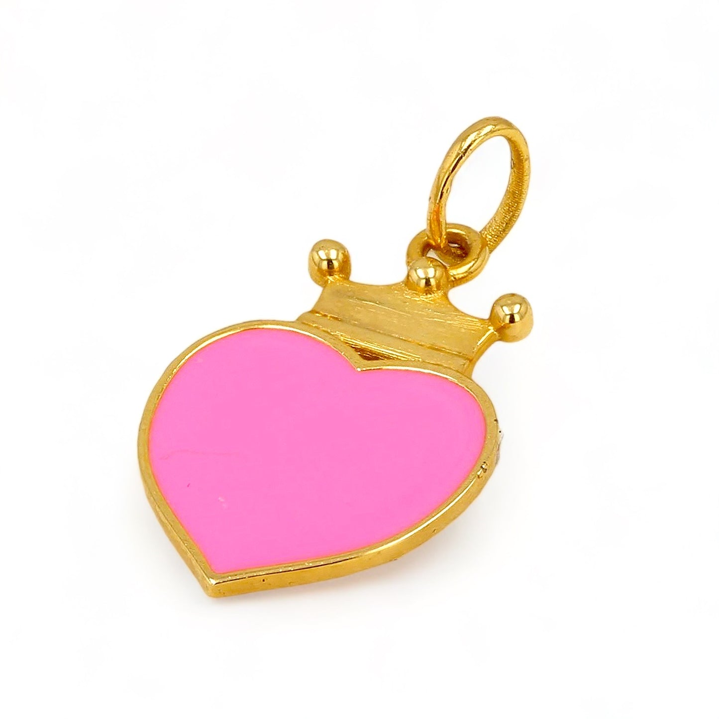 14K Yellow gold crown pink hearth-53739