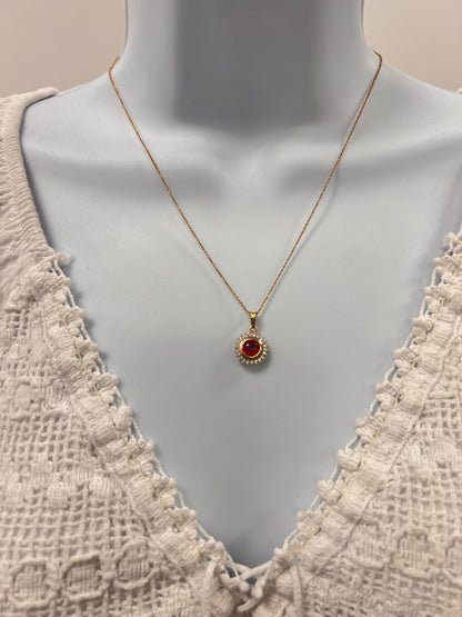 14k Yellow red eye pendant necklace-04