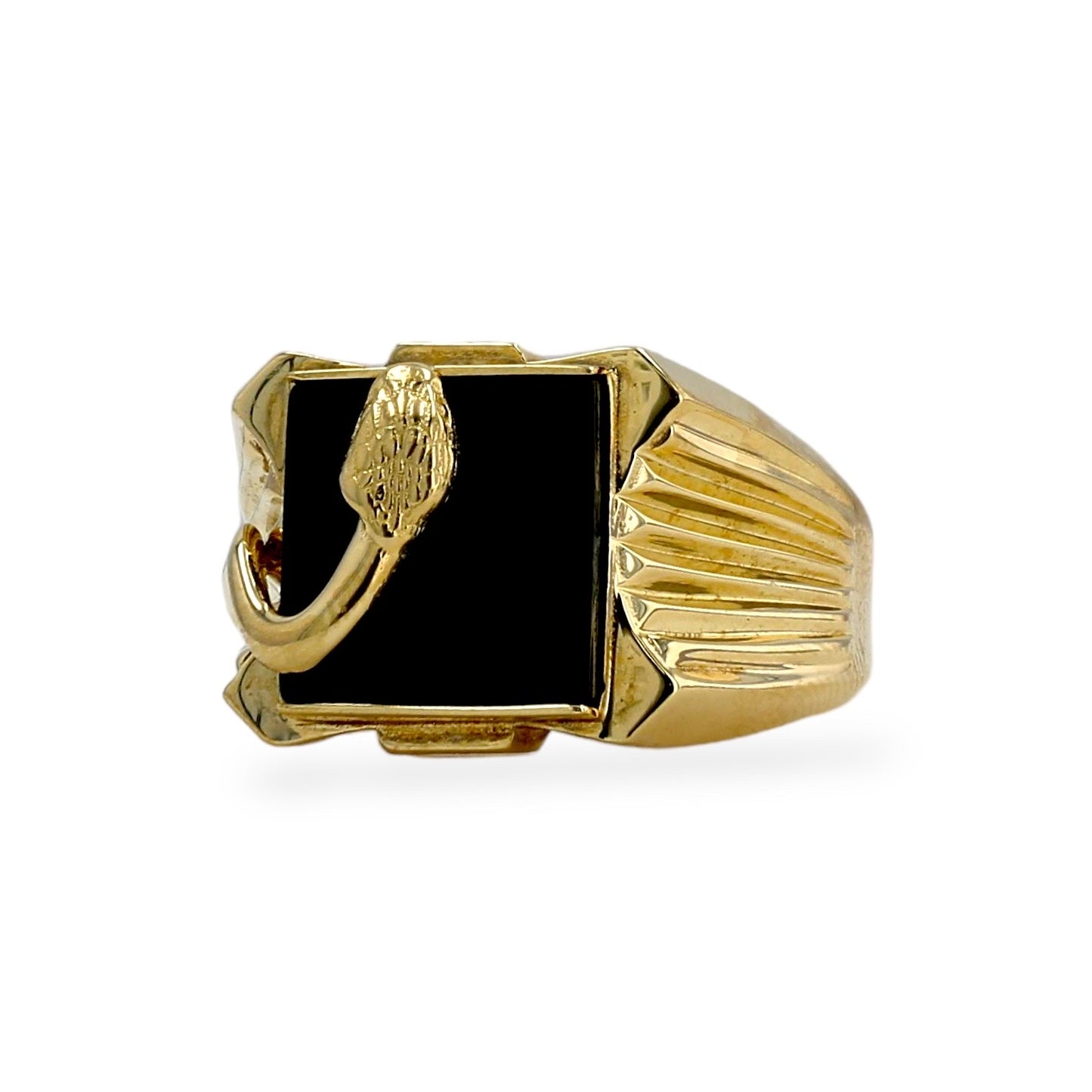 10K Yellow Gold Onyx cobra ring -219422