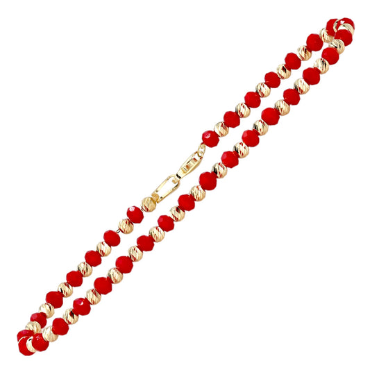14K Yellow gold red carnelian bracelet-79024