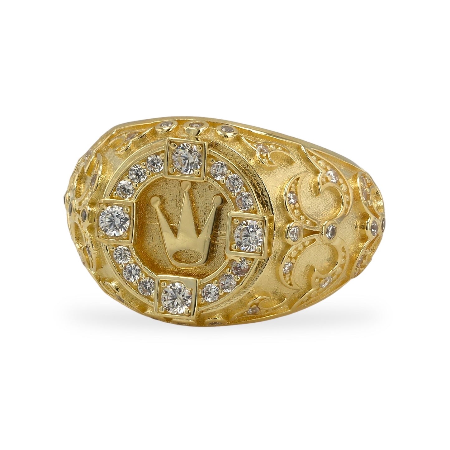 14K yellow gold Crown man ring-4299