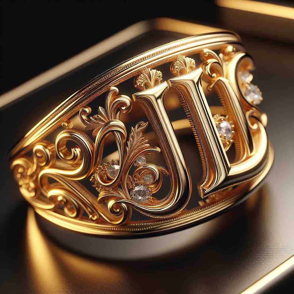 Signature initial gold ring