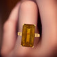 18k yellow gold orange rare citrine emerald cut ring