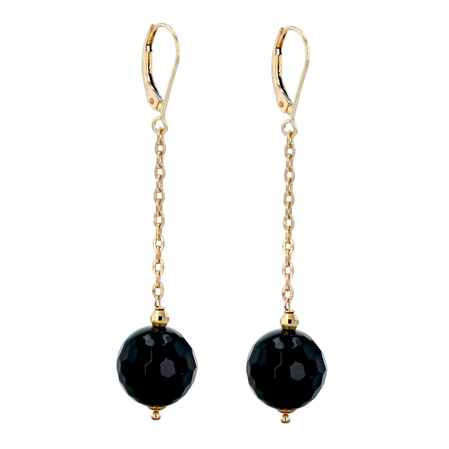 14K Yellow gold EFFY dangling onyx studs-14869