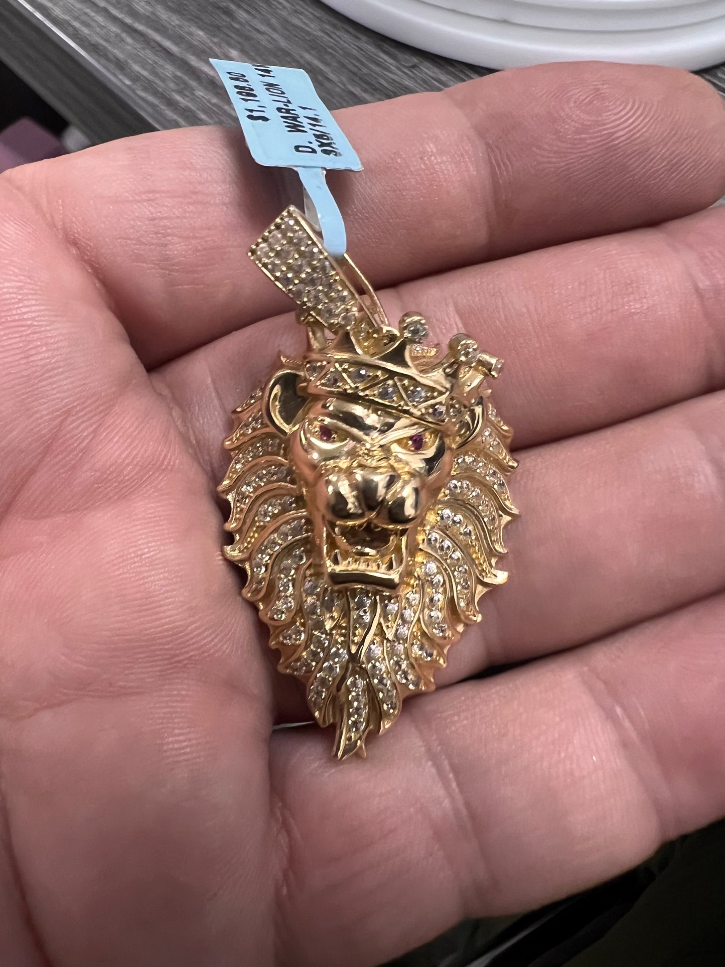 14K Yellow gold lion king pendant-317424