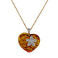 Yellow 14k gold heart citrine flower diamond necklace