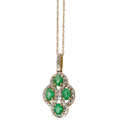 10K Yellow gold emerald necklace-35319