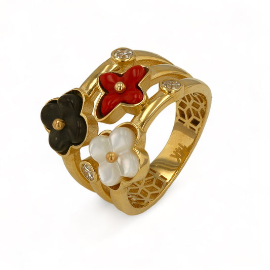 14K Yellow gold colors clover ring-227239