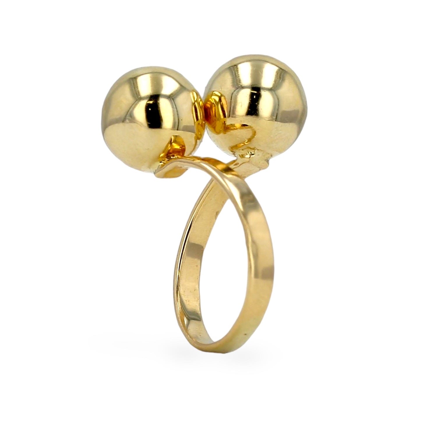 14K Yellow gold two beads ring-226047
