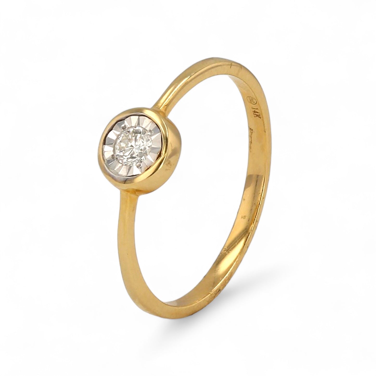 14K Yellow gold natural diamonds solitaire ring-RG5775Y