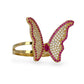 14K Yellow gold red butterfly ring