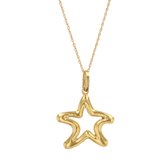 Set yellow gold 14k Singapore chain star pendant-63939